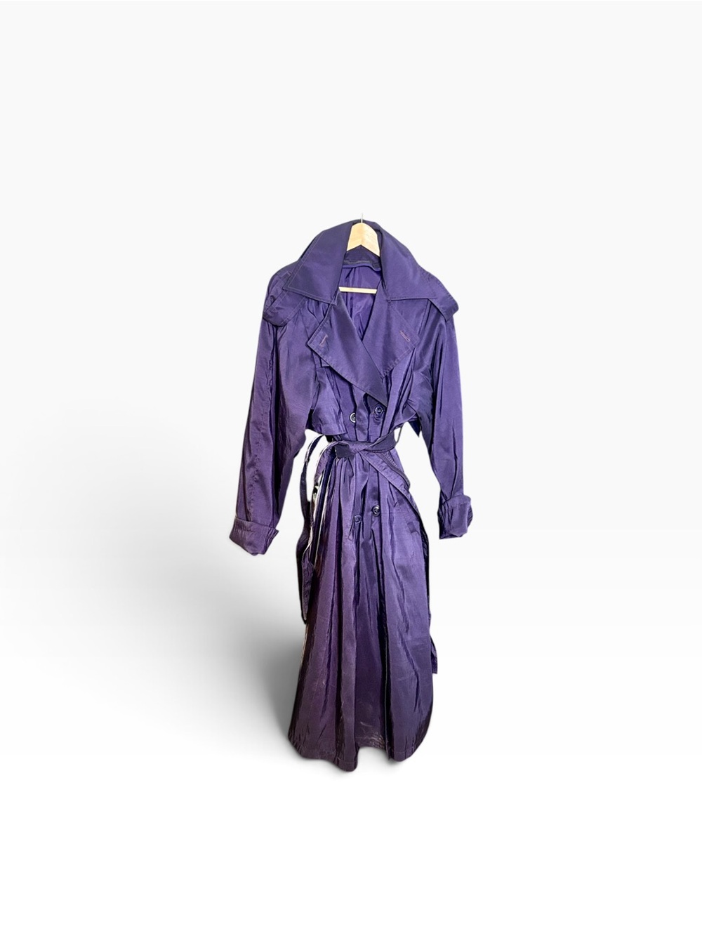 Vintage 90’s Long Purple Belted Fall Winter Trench Coat with Pockets sz 14